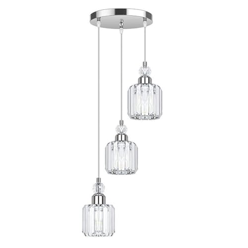 Lustre en cristal à transmission de la lumière élevée avec 3 abat-jours en verre