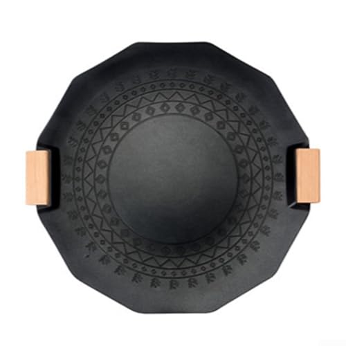 Sartén hexagonal con revestimiento de granito para barbacoa coreana, panqueques, huevos, sándwiches y filetes abrasadores sin pegarse (40 cm, negro)