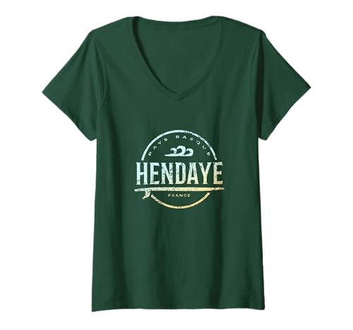 Mujer Hendaya Francia - Retro Hendaya Francia Vintage Surf Camiseta Cuello V