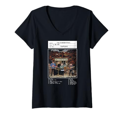 Image of Womens The Cranberries In the End Vinyl Handwritten Vintage Band V-Neck T-Shirt