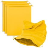 MtuxuYR Microfiber Bags with Drawstring, Yellow, 7 x 11", 3 Pack