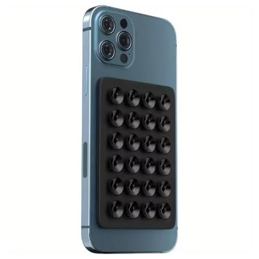 Multifunctional Suction Cup Wall Stand Silicone Suction Phone Holder Mat Square Anti-Slip Single-Sided Case Mount Back Sticker (Black)