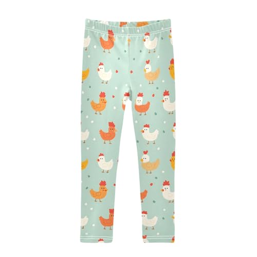 Cute Chicken Pattern Dots Girls Leggings Athletic Pants Tights Stretch Bottom