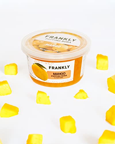 FRANKLY Popping Boba Bosbes, pot van 450gr - Fruitparels voor Bubble Tea, Yoghurt, Taarten en Snoep (Mango, 450g) - Image 6