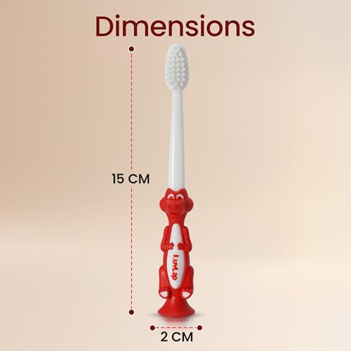 Image of LuvLap Croco Baby Toothbrush with Extra Soft Bristles, Gentle on Enamel, Easy To Hold, Rounded Head Brush For Kids with Hygiene Cap, BPA Free, Toothbrush for Kids, Baby Brush for 1+ Years, Pack of 2