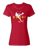 Spain Soccer Tribute 2024 Air Rodri Inspired for Fans Ladies' Crewneck T-Shirt (Red, Medium)