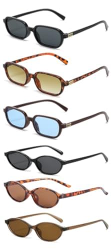 ENSARJOE 6-Pack Leopard Print Glasses - Multicolor Geometric Full Frame Sunglasses for Women Fashion Accessories (8461+8533-6pcs)