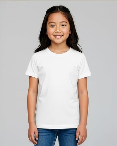 Image of Real Essentials 5 Pack: Girls' Cotton Short Sleeve Crew Neck T-Shirt - Athletic Tee Shirt for Teens Kids Youth (Ages 4-16)