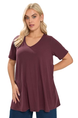 Image of Yours Curve Red Ribbed Swing Top - Women's - Plus Size Curve