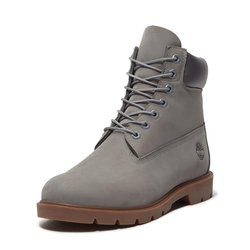 Timberland Men's 6' Basic Waterproof Boot with Padded Collar, MEDIUM GREY NUBUCK, 12 Medium
