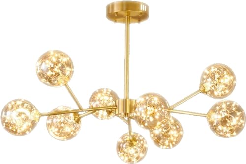 Lustre plafonnier moderne tricolore à 9 têtes YangRy pour salon