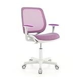 FANTASK Schreibtischstuhl Kinder, Schreibtisch Höhenverstellbar 43-55cm, 360° Drehstuhl mit Rückenlehne & Armlehnen & Rädern, Bürostuhl Ergonomisch für Kinder 6-15 Jahre (Lila)