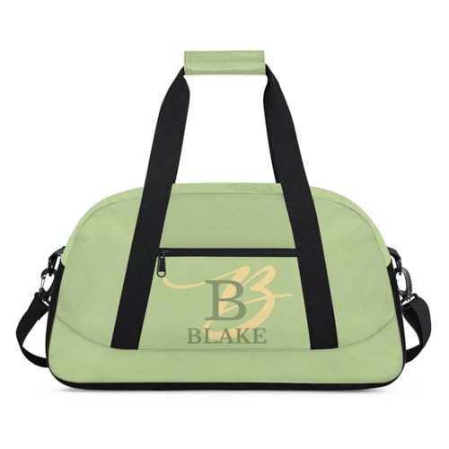 Personalize-Kids-Green-Duffel-Bags With Custom Capital Name Text Dance-Sports-Bags Lightweight Carry-On Overnight Travel Gym for Girls Boys