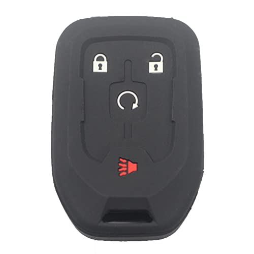 Kcpros 2Pcs Black Rubber Silicone 4 Buttons Smart Key Fob Cover Case Protector Keyless With Keychain Compatible With Gmc Acadia Terrain 2017-2022 #TOP2