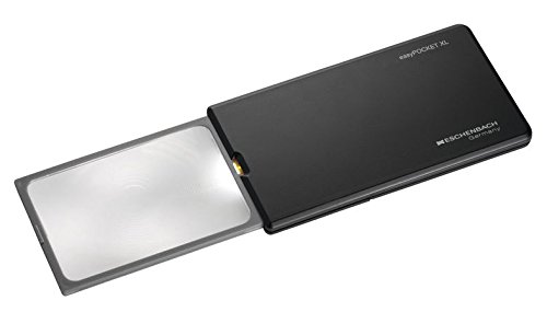 Taschenleuchtlupe easyPOCKET XL [Eschenbach 152210] Vergrößerung und Licht im kompakten Format, Farbe: Schwarz, Vergrößerung: 2,5x, Dioptrie: 6