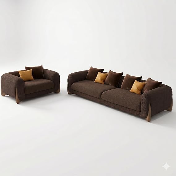 Image of A to Z Furniture Classic Chesterfield Sofa Set Luxury Chesterfield Sofa in for Home Living Room & Office (3+1=4 Seater Sofa with Ottoman Brown)