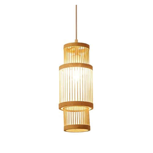 Lustre suspendu LED en bois cylindrique pour éclairage îlot de cuisine