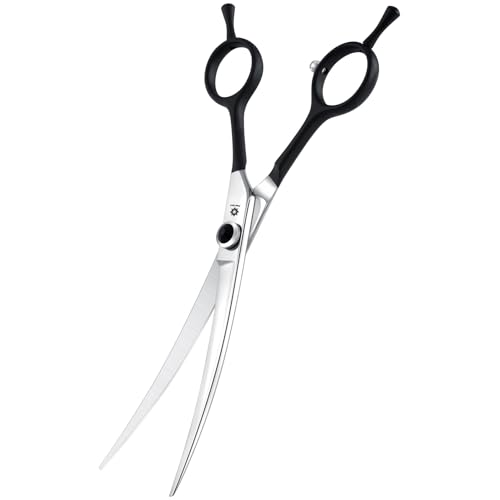 7 Inch Upward Curved Dog Scissors for Grooming Face & Paws - Safety Trimming Scissors for Dog & Cat - Black
