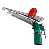 titled Ajustable para aspersor de 360°: la máquina de riego agrícola cuenta con un cabezal de aspersor ajustable de 360°, lo que permite una amplia gama de cobertura de 25 grados a cobertura circular completa. Se puede utilizar para regar césped de jardín, cultivos, jardines de té y mucho más.