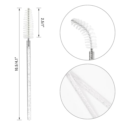 Image of G2PLUS 300PCS Crystal Mascara Wands, White Eyelash Brush Applicator, Disposable Spoolies Makeup Kits for Applying Mascara, Lash Extensions and Eyebrow Brush