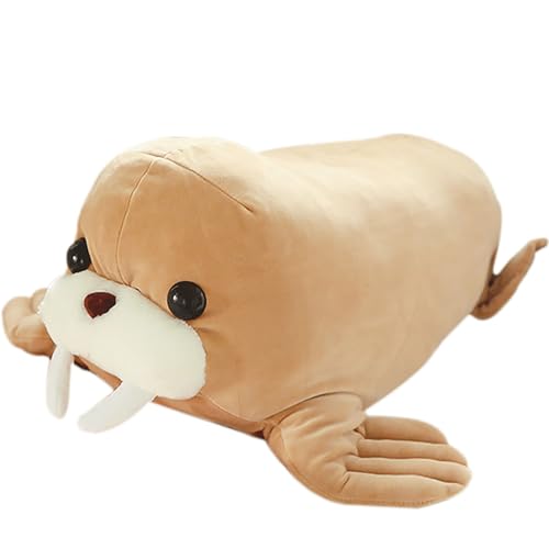 EJK Walrus Plush Toy,Walrus Stuffed Animal,Soft Brown Walrus Plush Pillow,Plush Doll,Birthday,Christmas,Children's Gift,Room Decoration (55CM=21.6IN)