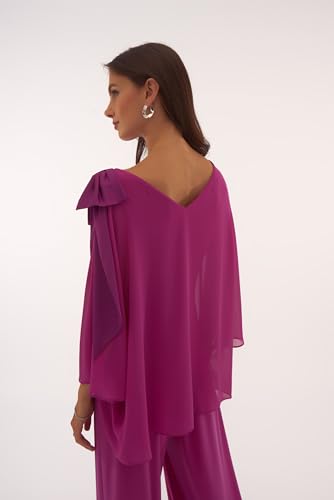 Women's Signature Chiffon and Silky Knit Poncho Top4