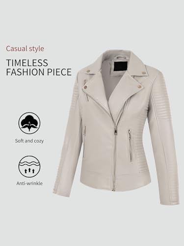 Bellivera Women's Faux Leather Casual Jacket 2025 Spring Trendy Motorcycle Outfits Lightweight Classic Coat2
