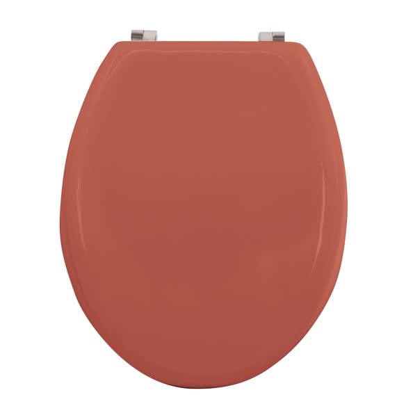 MSV - Abattant WC MDF CLÉO - Charnières en INOX - Tampons Amortisseurs - Ø 370 x 450 mm - Couleur Terracotta Mat - Finition Moderne - Confort et Durabilité...