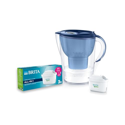 Image of BRITA Marella Water Filter Jug 3.5L Blue with MAXTRA PRO MicroFlow Technology with Advanced Filtration | Activated Micro Carbon Pearls for Fresh & Tasty Water (3, Blue)