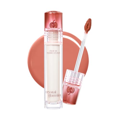 CLIO Crystal Glam Tint, Glossy Lip Tint with Glass-Like Shine, Lightweight Buildable Lip Stain, Long-Lasting Pigmented Color, Non-Sticky, Korean Lip Tint, Safe for Sensitive Lips (020 VANILLA APPLE)