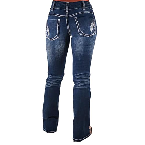 Jeans for Women Middle Waist Straight Leg Pants Women Embroidered with Feathers Fashion Jeans3
