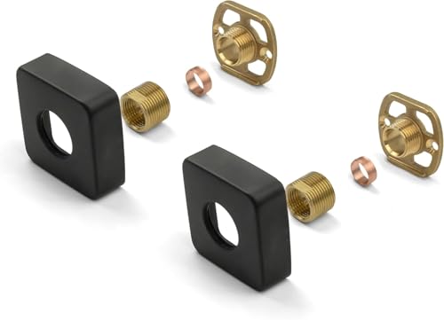 Kit di montaggio per doccia quadrato nero opaco, staffe a fissaggio rapido con valvola a barra con connessioni BSP da 3/4, montaggio a parete da 15 mm, coperture e fissaggi in acciaio inossidabile