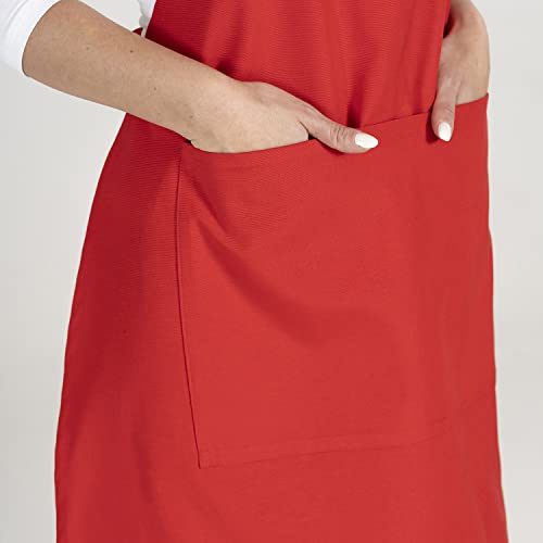 Toshe Kitchen Apron Waterdrop Resistant Cotton Apron With Adjustable Aprons For Women With Pockets 10 Color Option Cooking Red Apron (Red) #TOP5