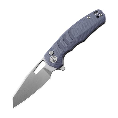 Petrified fish PFE17 Trilobite Folding Knife,3.03" 14C28N Steel Stonewashed Blade G10 Handle Camping Folding Knife for EDC Outdoor (Blue Stonewashed)