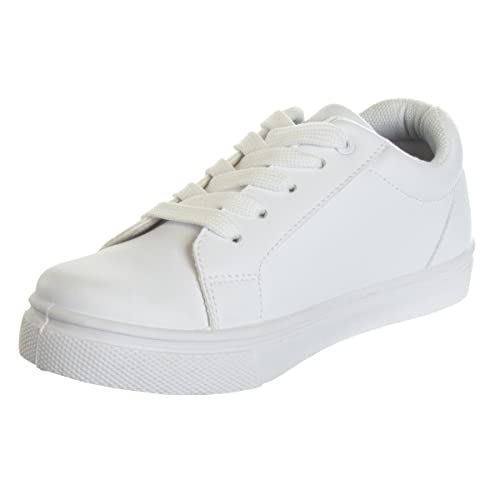Image of French Toast Boys Girls Shoes -Unisex Athletic Casual Dress Kids School Uniform Loafer Oxford Canvas Tennis Sneakers (White /Black) (Little Kid /Big Kid)