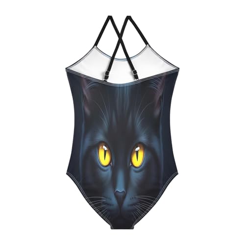 Black Cat Girl Halter Swimsuit, Summer Beach Swimsuit, 3-102