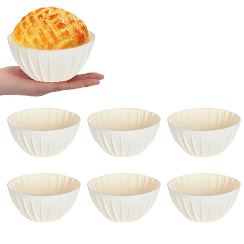 Juego de 6 cestas de fermentación para pan, redondas, pequeñas, de silicona, para fermentar pan, para hornear pan (beige)