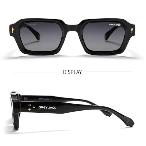 Image of grey jack TR90 Rectangle Polarized Sunglasses for Men Women,Stylish Full Rim Eyewear for UV Protection 21040