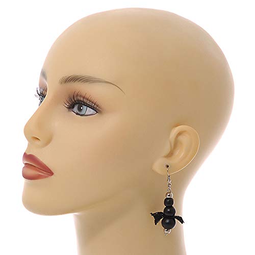 Juego de collar de madera negra de 80 cm con pulsera y pendientes 4