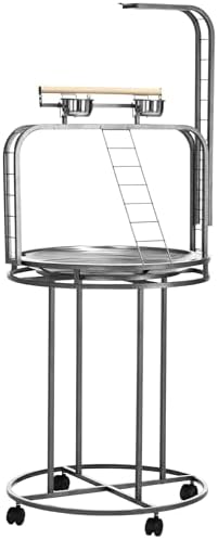 Bird Perch for Rolling Stand: Which 5 Will Transform Your Space? 5 PawHut Parrot Stand Large Bird Perch Stand with Toy Hook & 3 Ladders, Parrot Perch with Easy Grip, Bird Wooden Stand, Gray