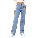 moderne jeans damen 2017 Eigenschaften: Das gerade Bein lockere hoch taillierte weite Bein Hose ist dehnbar genug, und das dünne und elastische Design lässt ihr Gesäß und Beine schöner aussehen. Die breite Bein elastische elegante lange Hosen Jeans lose lässige lange Hosen Street Wear Jeans mit geradem Bein kann perfekt mit allen Oberteilen kombiniert werden, egal ob es kurze Kleidung oder Jacken, High Heels, Freizeitschuhe und Stiefel ist.
