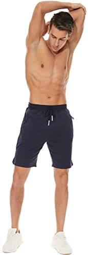 Short masculino elástico com bolso com zíper abertura externa na coxa, Azul marinho cátion, 39