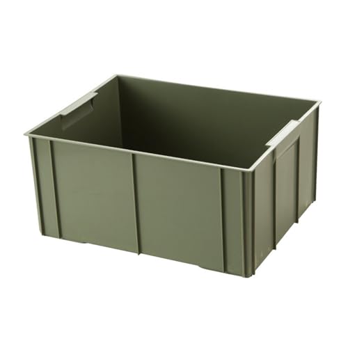 Boîte de rangement plastique PP vert bac utilitaire empilable avec couvercle maison