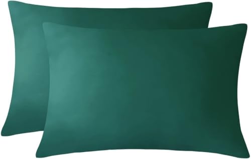 Image of Toddler Travel Pillow 13 x 18 Inches - 400 Thread Count Egyptian Cotton 2 Piece Travel Pillowcase with Zipper Closure Small Pillow Cases Wrinkle Resistant - Green