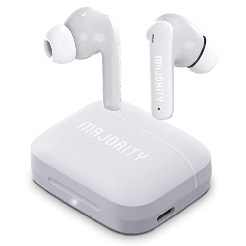 MAJORITY Tru 1 TWS True Wireless Earbuds I 30 horas de tiempo de reproducción I Bluetooth 5.3 I IPX impermeable I Potente sonido estéreo I Fácil control táctil I Llamadas claras I Carga rápida I