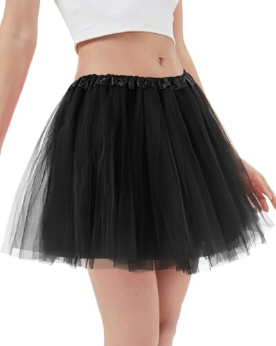 TPZORJX Tüllrock Damen Tutu Klassisch Elastisch 3 Lagig Tüll Tüllrock Rot 80er Rock Tütü Dirndl Damen Kurz Teen Dance Dress Up Party Zubehör...
