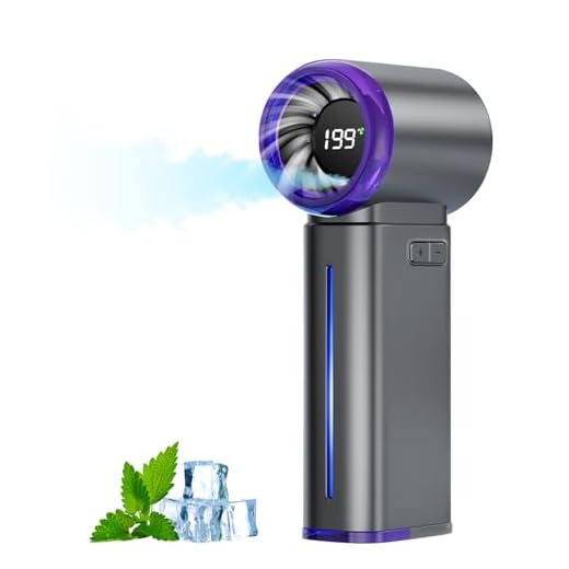 Aischens Ventilador de Mano Turbo Portátil con 199 Niveles & Función Nano-pulverización, Batería 3500mAh - Ventilador compacto alta Velocidad para Exterior/viajes/oficina - Set Regalo Gris