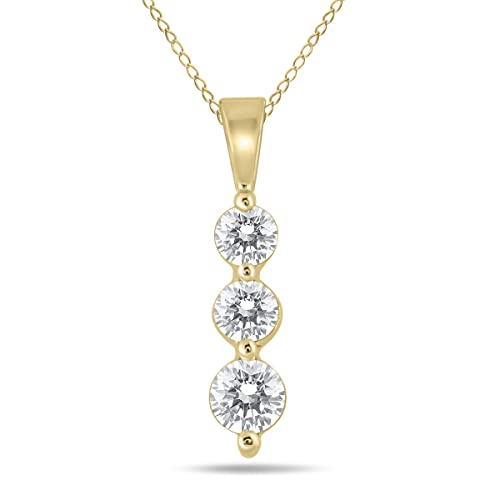 1/2 Carat Tw Three Stone Diamond Pendant In 10K Yellow Gold #TOP22