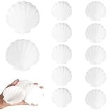 Brilucky 10 Pcs Large Plastic Scallop Shells,3.5'' White Faux Seashells for Crafts,DIY Painting,Sea Shells Beach Weddings Decorations – Bulk Artificial Shells for Ocean-Themed Parties and Home Decor
