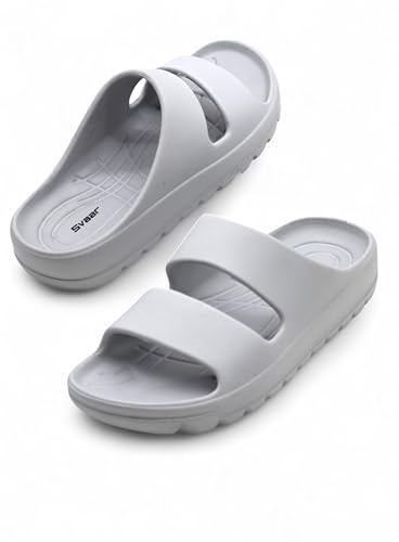 Image of SVAAR Soft EVA Double Strap Slippers for Men | Stylish Anti-Skid Slides with Arch Support & Bouncy Sole | Lightweight Indoor Outdoor Comfort